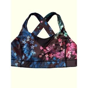 Lululemon In A Flash Bra II‎ sports bra Petal Pop Black Floral size 6